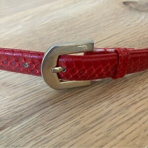 Red snakeskin vintage belt 26-30”